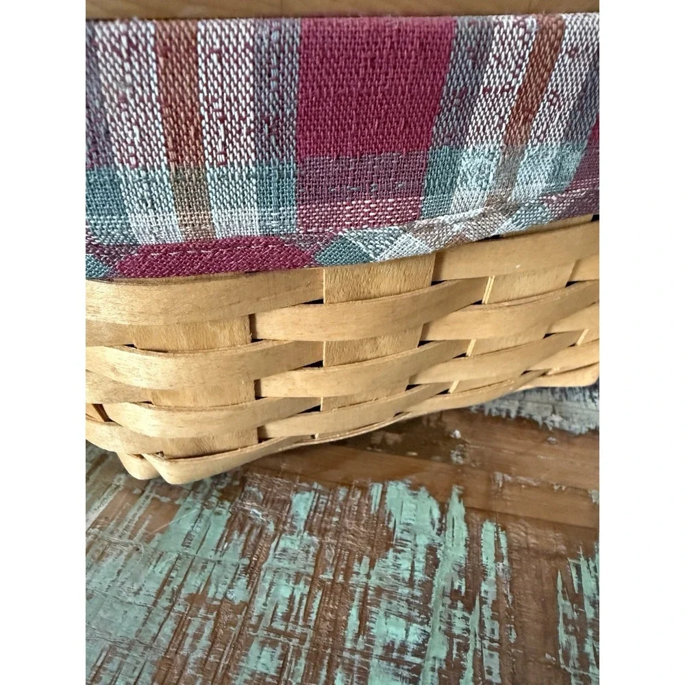 Longaberger Octagon Red Plaid Basket With 6 Slot Tray 13 Inch